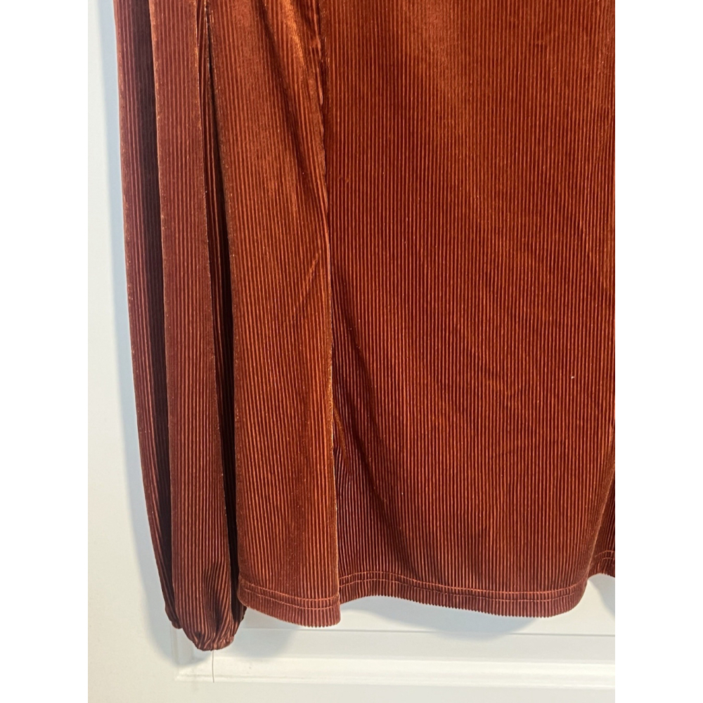 Beaudrm Blouse Womens Small Burnt Orange Square Neck Ribbed - Picture 4 of 9